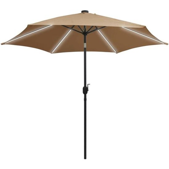 vidaXL Parasol avec éclairage LED et mât en aluminium 300 cm Taupe