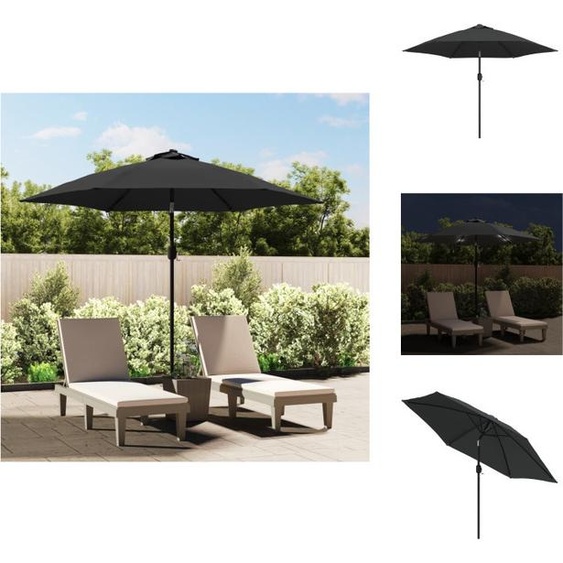 vidaXL Parasol avec lampes LED et mât en acier 300 cm Anthracite - Parasols & Protection solaire