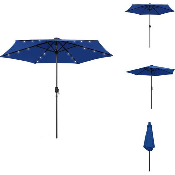 vidaXL Parasol avec lampes LED & mât en aluminium 270 cm Bleu Azur - Parasols & Protection solaire