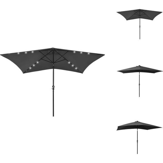 vidaXL Parasol avec LED et mât en acier Anthracite 2x3 m - Parasols & Protection solaire