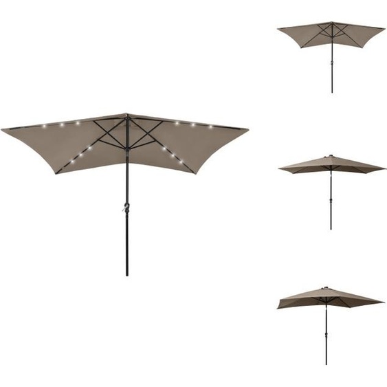vidaXL Parasol avec LED et mât en acier Taupe 2x3 m - Parasols & Protection solaire