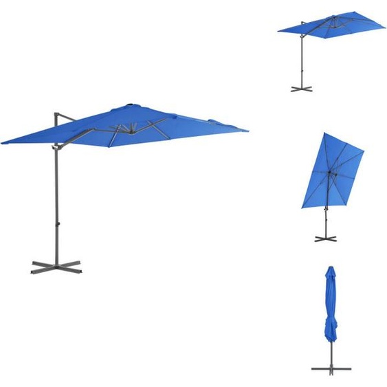 vidaXL Parasol avec mât en acier bleu azur 250x250 cm - Parasols & Protection solaire