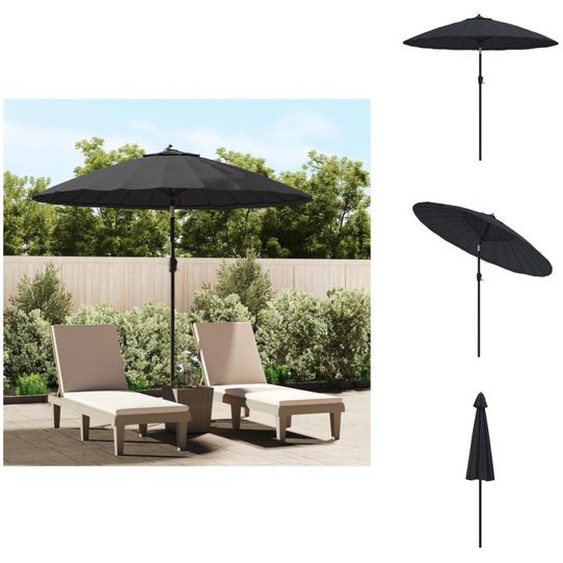 vidaXL Parasol avec mât en aluminium 270 cm Noir - Parasols & ombrelles