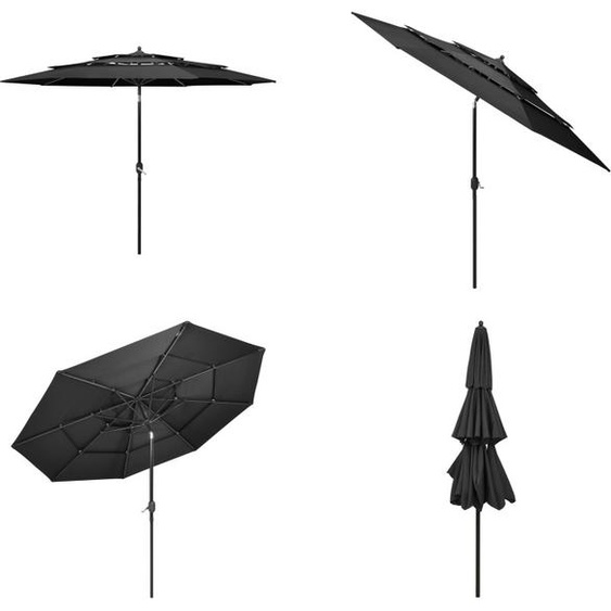 vidaXL Parasol avec mât en aluminium 3 couches Anthracite 3 m - Parasol - Parasols de jardin - Parasols de jardin