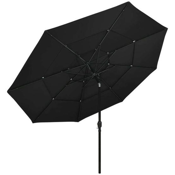 vidaXL Parasol avec mât en aluminium 3 couches noir 3,5 m