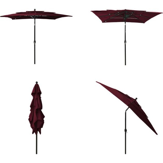 vidaXL Parasol avec mât en aluminium 3 couches rouge bordeaux 2,5x2,5 m - Parasol - Parasol de jardin - Parasols de jardin