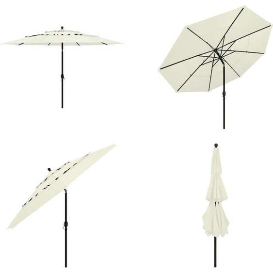 vidaXL Parasol avec mât en aluminium 3 couches sable 3,5 m - Parasol - Parasol de jardin - Parasol de jardin