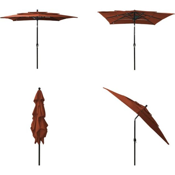 vidaXL Parasol avec mât en aluminium 3 couches Terracotta Rouge 2,5x2,5 m - Parasol - Parasols de jardin - Parasols de jardin