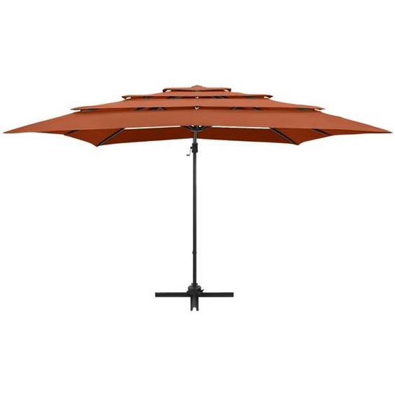 vidaXL Parasol avec mât en aluminium 4 couches Terracota 250x250 cm