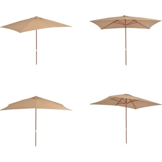 vidaXL Parasol avec mât en bois 200×300 cm Taupe - Parasol - Parasol - Parasols