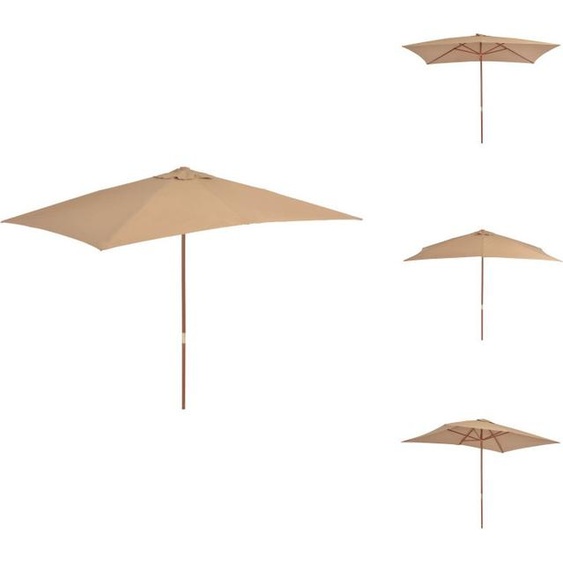 vidaXL Parasol avec mât en bois 200×300 cm Taupe - Parasols & Protection solaire