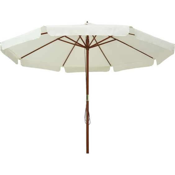 vidaXL Parasol avec mât en bois 330 cm blanc sable