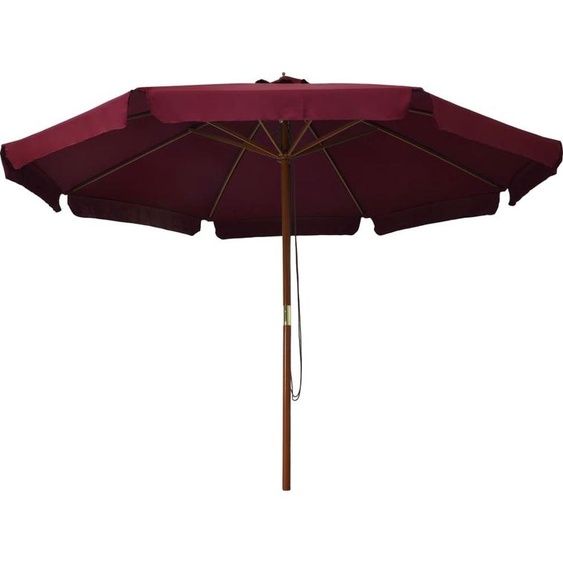vidaXL Parasol avec mât en bois 330 cm rouge bourgogne
