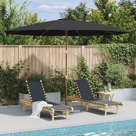 vidaXL Parasol avec mât en bois 350 cm Anthracite