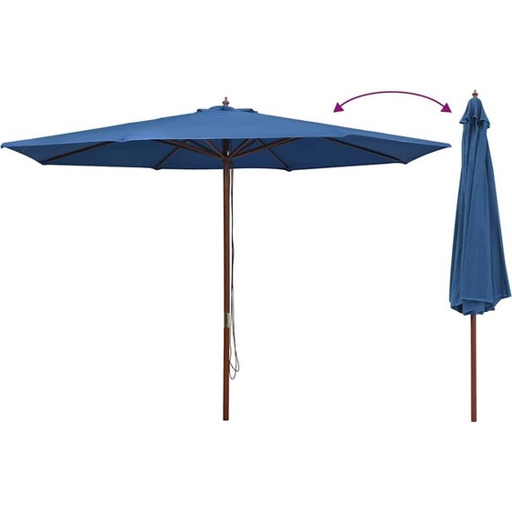 vidaXL Parasol avec mât en bois 350 cm bleu