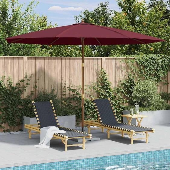 vidaXL Parasol avec mât en bois 350 cm rouge bourgogne