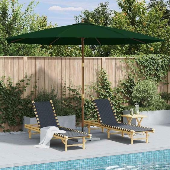 vidaXL Parasol avec mât en bois 350 cm vert