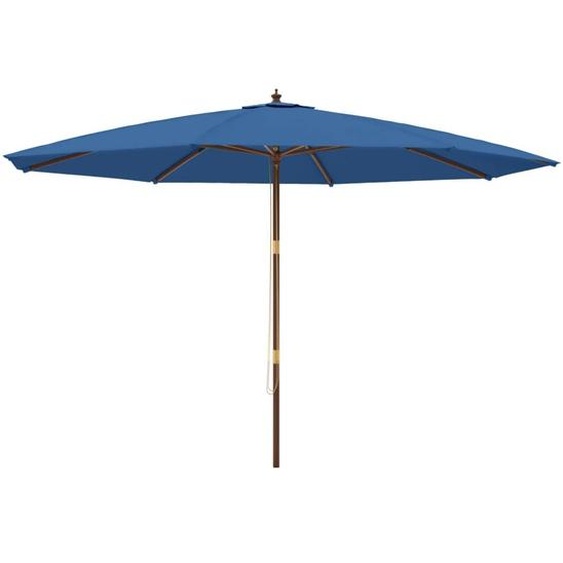 vidaXL Parasol avec mât en bois bleu azur 400x273 cm