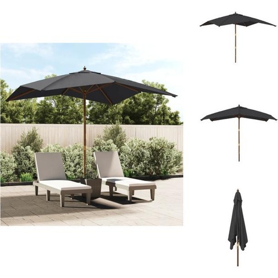 vidaXL Parasol avec mât en bois Noir 300x300x273 cm - Parasols & Protection solaire