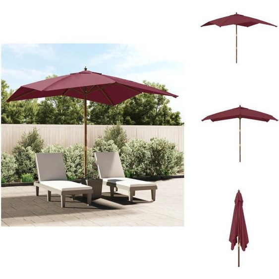vidaXL Parasol avec mât en bois rouge bordeaux 300x300x273 cm - Parasols & Protection solaire