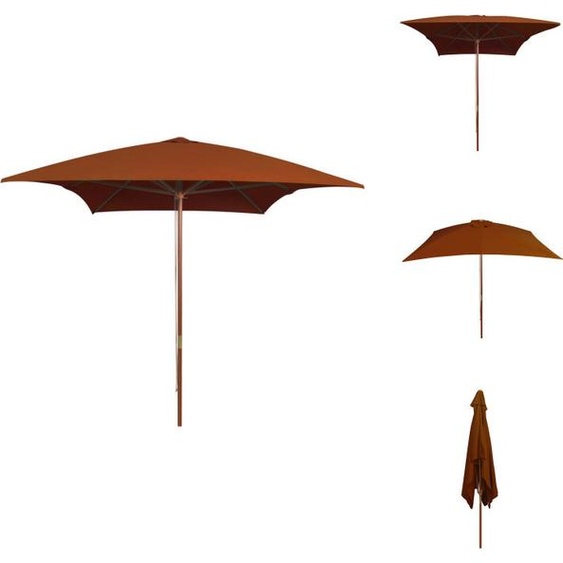 vidaXL Parasol avec mât en bois Terrakotta-Rouge 200x300 cm - Parasols & ombrelles