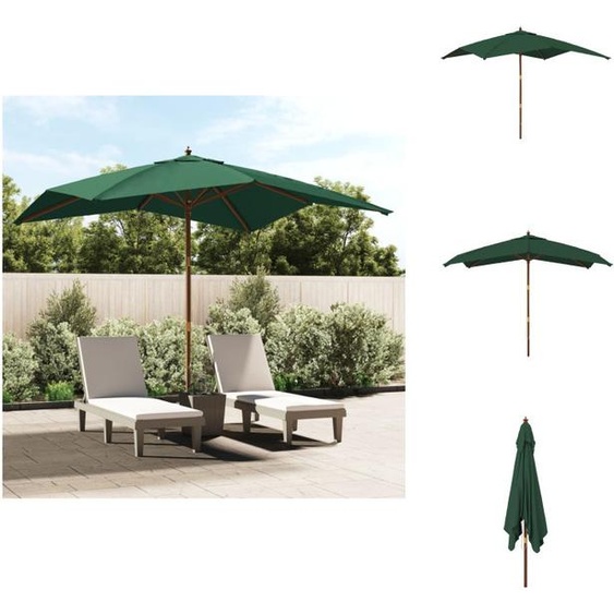 vidaXL Parasol avec mât en bois Vert 300x300x273 cm - Parasols & Protection solaire