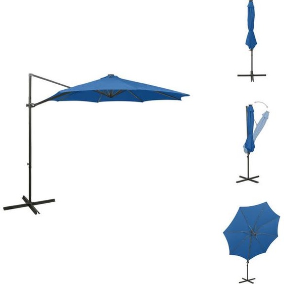 vidaXL Parasol avec mât et LED Bleu Azur 300 cm - Parasols & Protection solaire