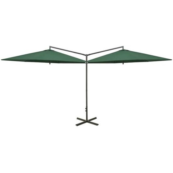 vidaXL Parasol double avec mât en acier 600 cm vert