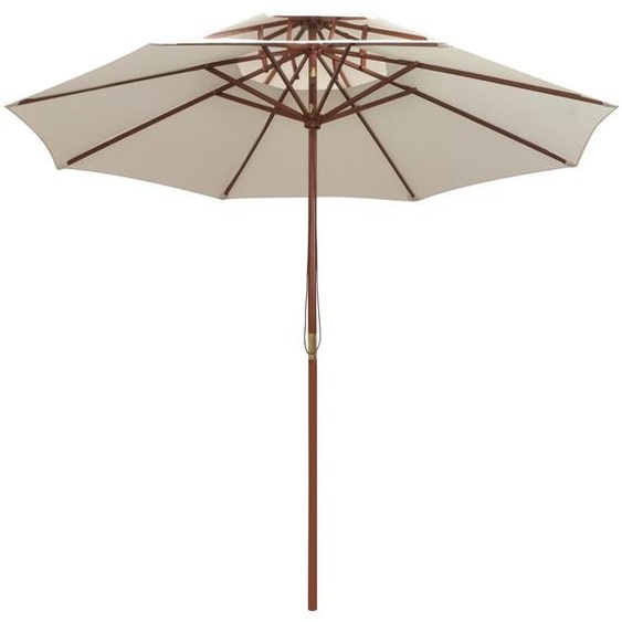 vidaXL Parasol double pont 270×270 cm mât en bois blanc crème