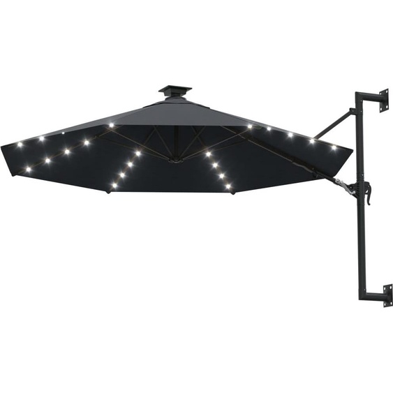 vidaXL Parasol mural avec LEDs 300 cm Anthracite