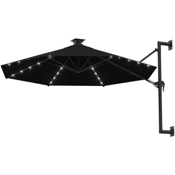 vidaXL Parasol mural avec LEDs 300 cm noir