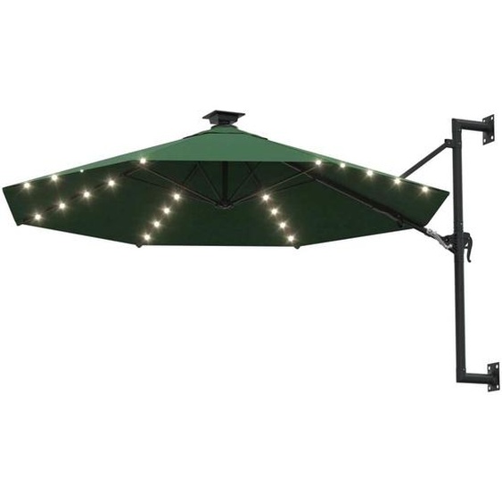 vidaXL Parasol mural avec LEDs 300 cm Vert