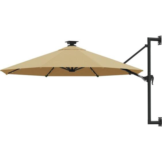 Vidaxl - Parasol mural avec mât métallique et led 300 cm Taupe