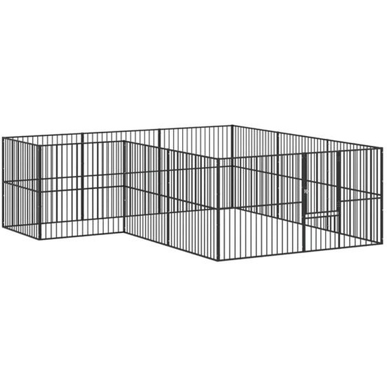 vidaXL Parc pour chiens 12 pcs. noir Acier galvanisé