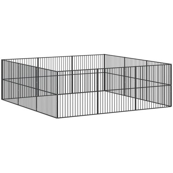 vidaXL Parc pour chiens 12 pcs. noir Acier galvanisé