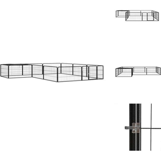 vidaXL Parc pour chiens 12 pièces noir 100x50cm Acier laqué époxy - Chenils & parcs pour chiens