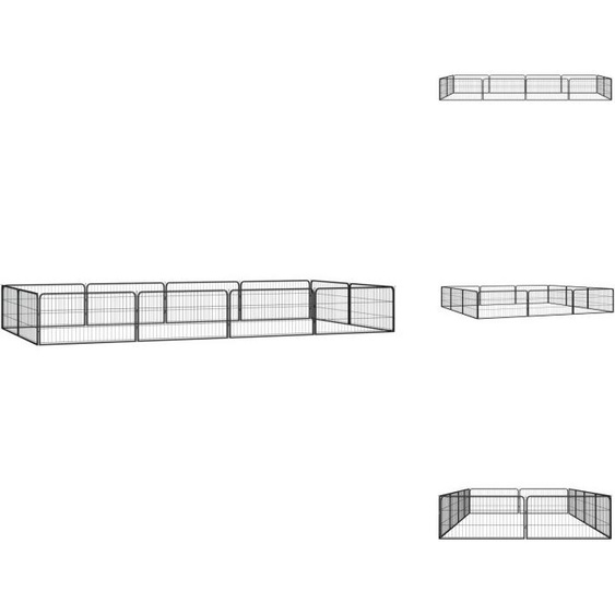 vidaXL Parc pour chiens 12 pièces noir 100x50cm Acier laqué époxy - Chenils & parcs pour chiens