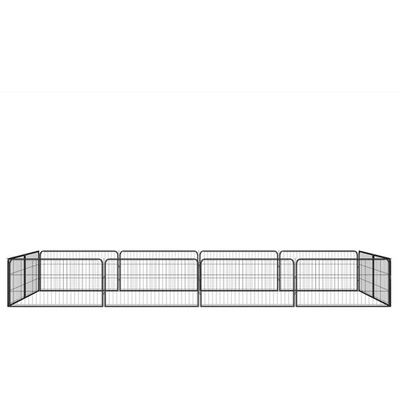 vidaXL Parc pour chiens 12 pièces noir 100x50cm Acier revêtu par poudre