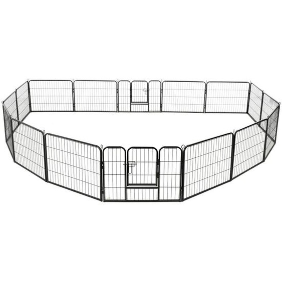 vidaXL Parc pour chiens 16 panneaux acier 60x80 cm noir