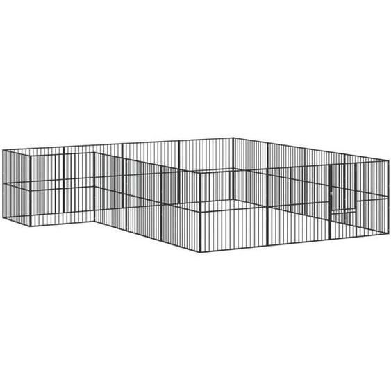 vidaXL Parc pour chiens 16 pcs. noir Acier galvanisé