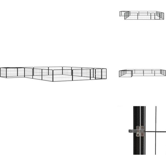 vidaXL Parc pour chiens 16 pièces noir 100x50cm Acier laqué époxy - Chenils & parcs pour chiens