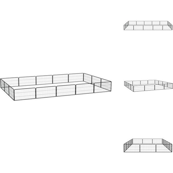 vidaXL Parc pour chiens 16 pièces noir 100x50cm Acier laqué époxy - Chenils & parcs pour chiens