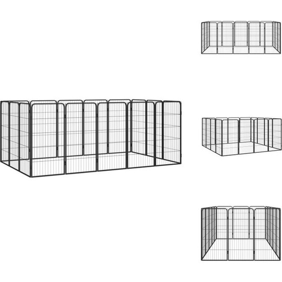 vidaXL Parc pour chiens 16 pièces noir 50x100cm Acier laqué époxy - Chenils & parcs pour chiens