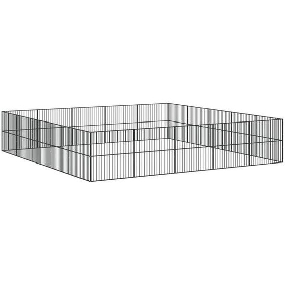 vidaXL Parc pour chiens 20 pcs. noir Acier galvanisé