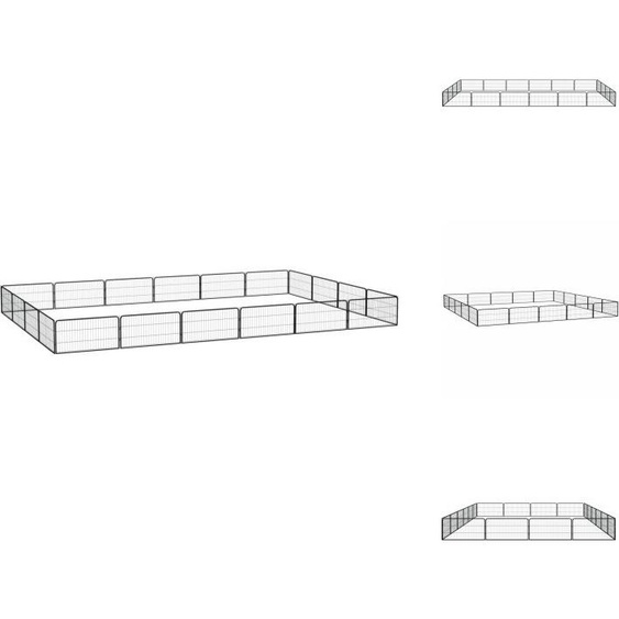 vidaXL Parc pour chiens 20 pièces noir 100x50cm Acier laqué époxy - Chenils & parcs pour chiens
