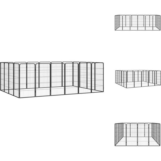 vidaXL Parc pour chiens 20 pièces noir 50x100cm Acier laqué époxy - Chenils & parcs pour chiens