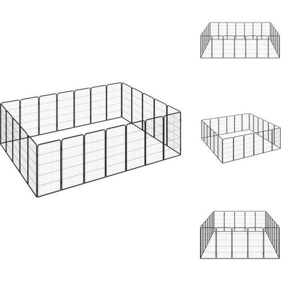 vidaXL Parc pour chiens 24 pièces noir 50x100cm Acier laqué époxy - Chenils & parcs pour chiens