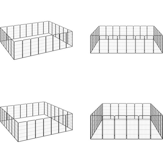 vidaXL Parc pour chiens 28 pièces noir 50x100cm acier peint par poudrage - Parc pour chiens - Parc pour chiots - Chenil extérieur