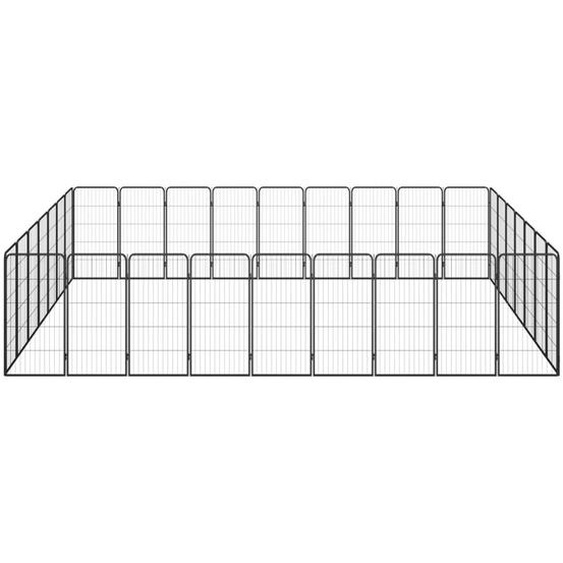 vidaXL Parc pour chiens 32 pièces noir 50x100cm Acier revêtu par poudre