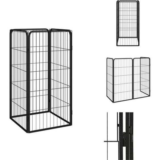 vidaXL Parc pour chiens 4 pièces noir 50x100cm Acier laqué époxy - Chenils & parcs pour chiens